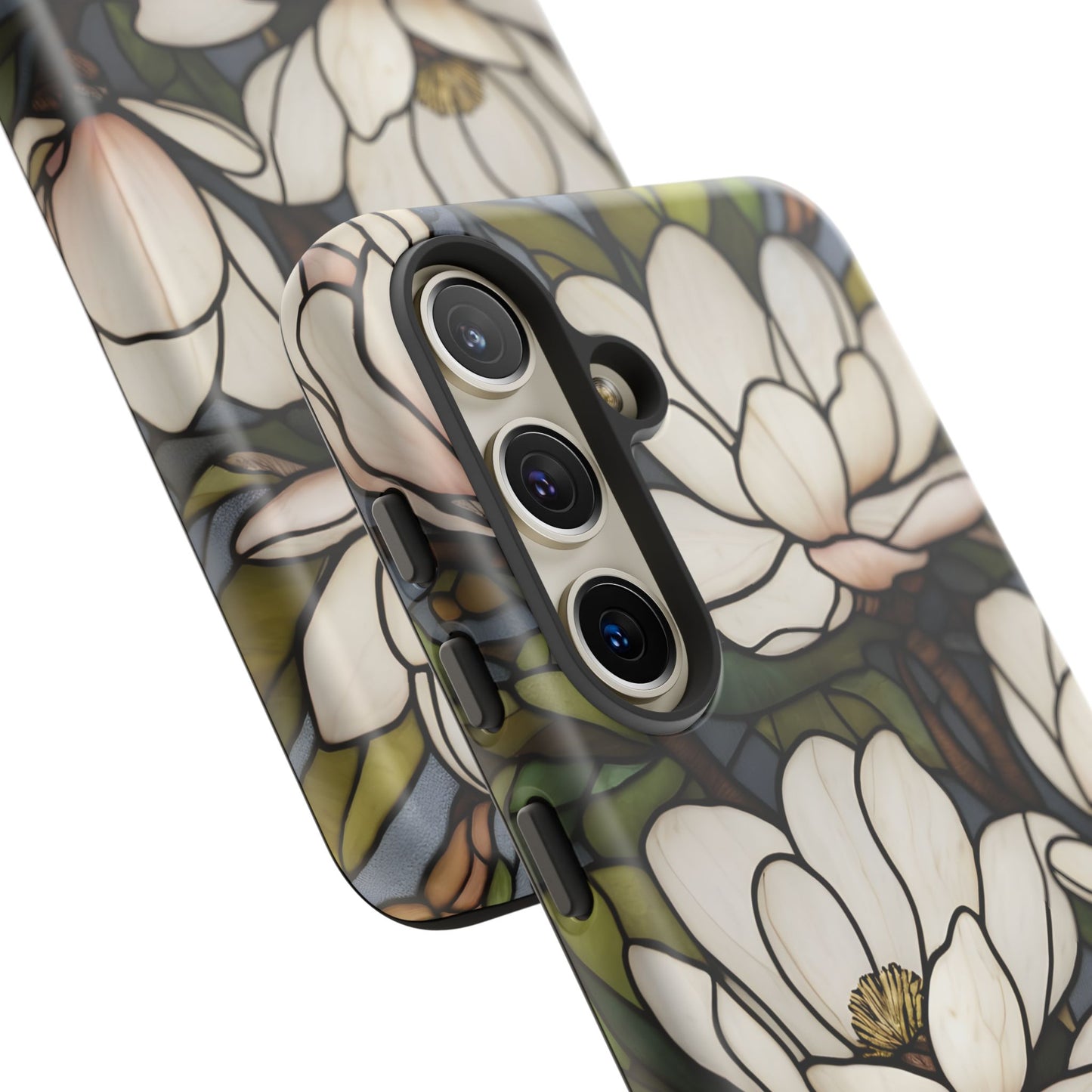 Floral Stained Glass Glossy Magnolia Phone Case / Compatible with Samsung / Gift for Her, Flower Art, Birthday Present, Stylish Protection