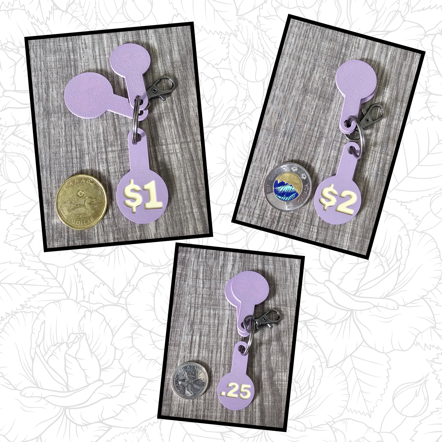 Never Forget a Coin! 3D Printed Canadian Cart Coins Keychain - Loonie/Toonie/Quarter Grocery Trolley Token - Unique Gift for Canadians