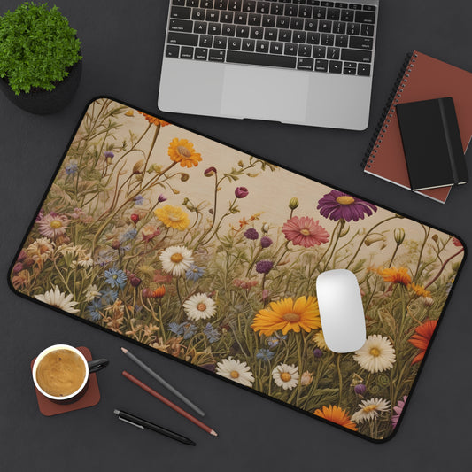 Vibrant Wildflower Meadow Desk Mat/Floral Mouse Pad/Flower Field Mouse Pad/Anti-Slip Mouse Pad/Gaming Mouse Pad
