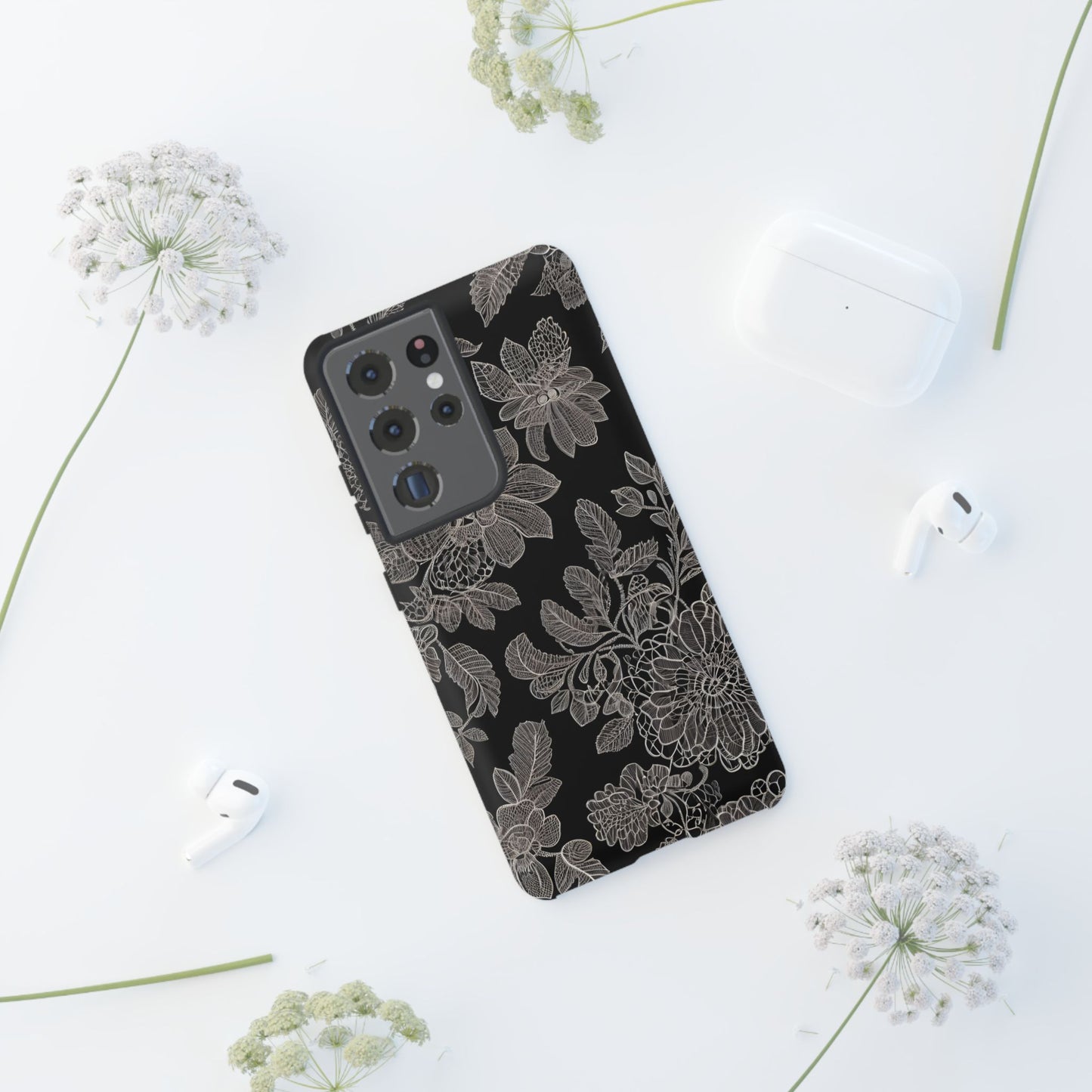 Vintage Lace Tough Phone Case - Samsung Compatible, Victorian Lace Design, Gift for Her, Flower Art, Birthday Present, Stylish Protection
