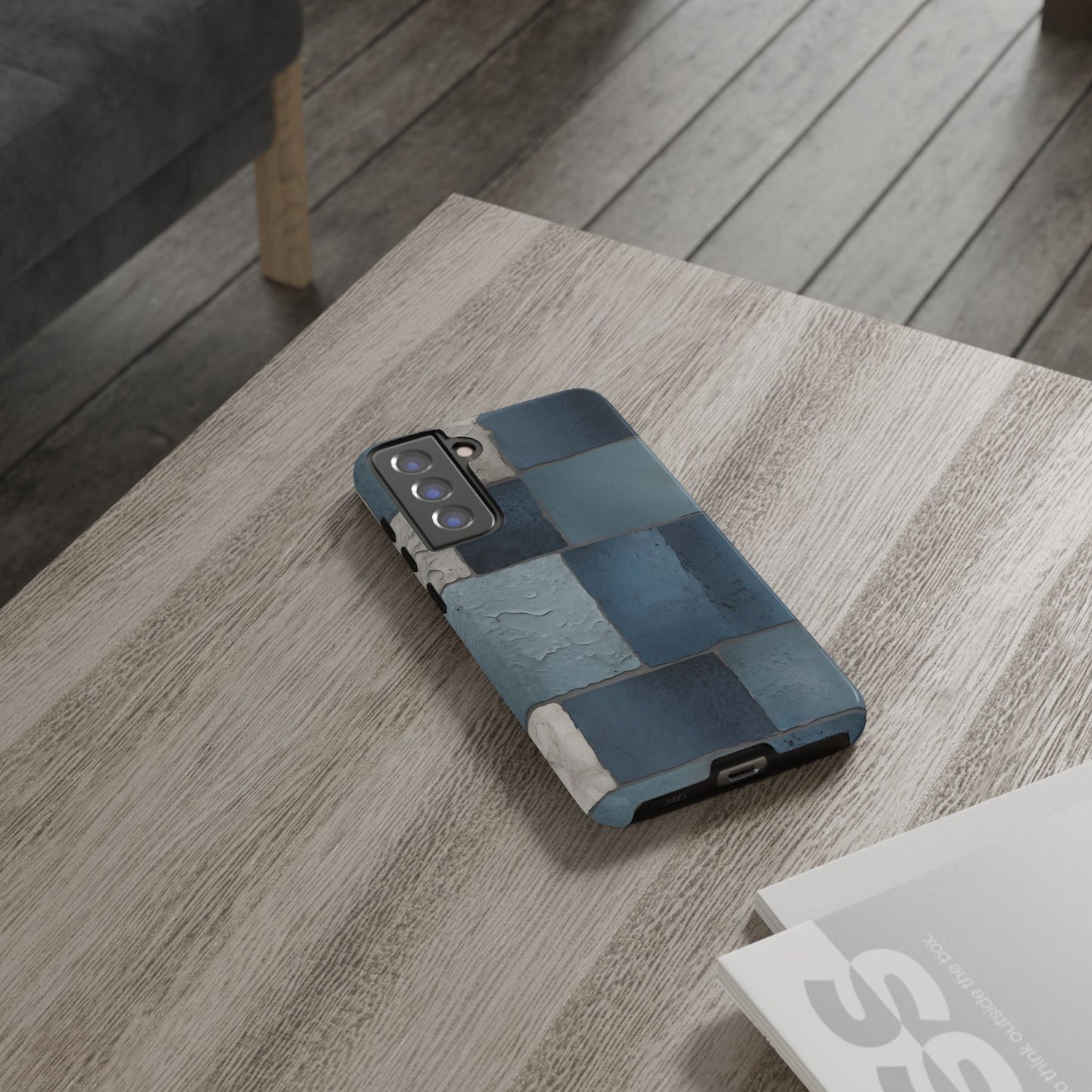 Urban Chic Blue Brick Textured Pattern/Compatible with Samsung|Abstract Art Case|Colorful Protective Cover|Artistic Gift|Vibrant Design