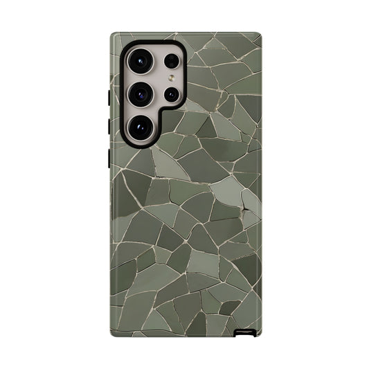 Sage Green Cracked Tile Phone Case Cover / Gift / Compatible with Samsung / Gift for Her, Birthday Present, Stylish Protection