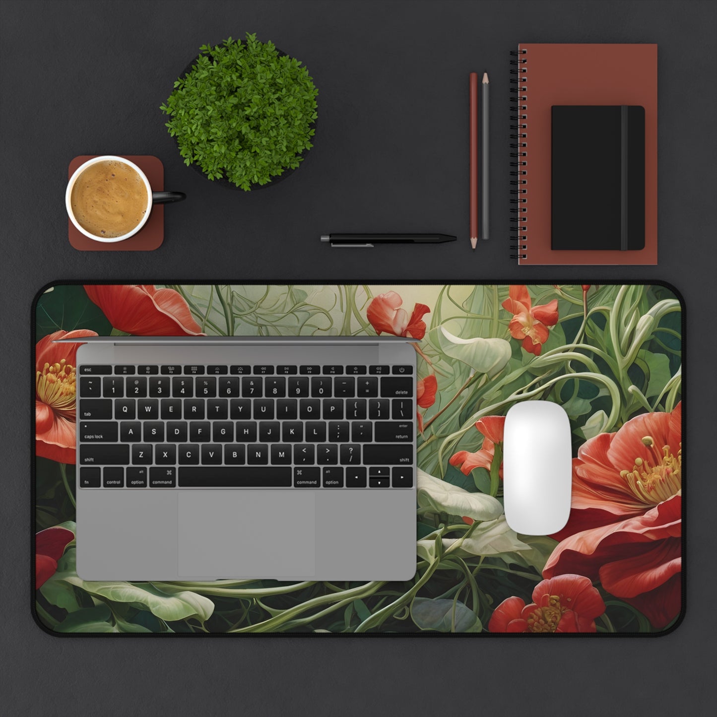 Enchanted Floral Desk Mat/Botanical Art Mouse Pad/Whimsical Flower Mouse Pad/Anti-Slip/Durable Mouse Pad/Gaming Mouse Pad