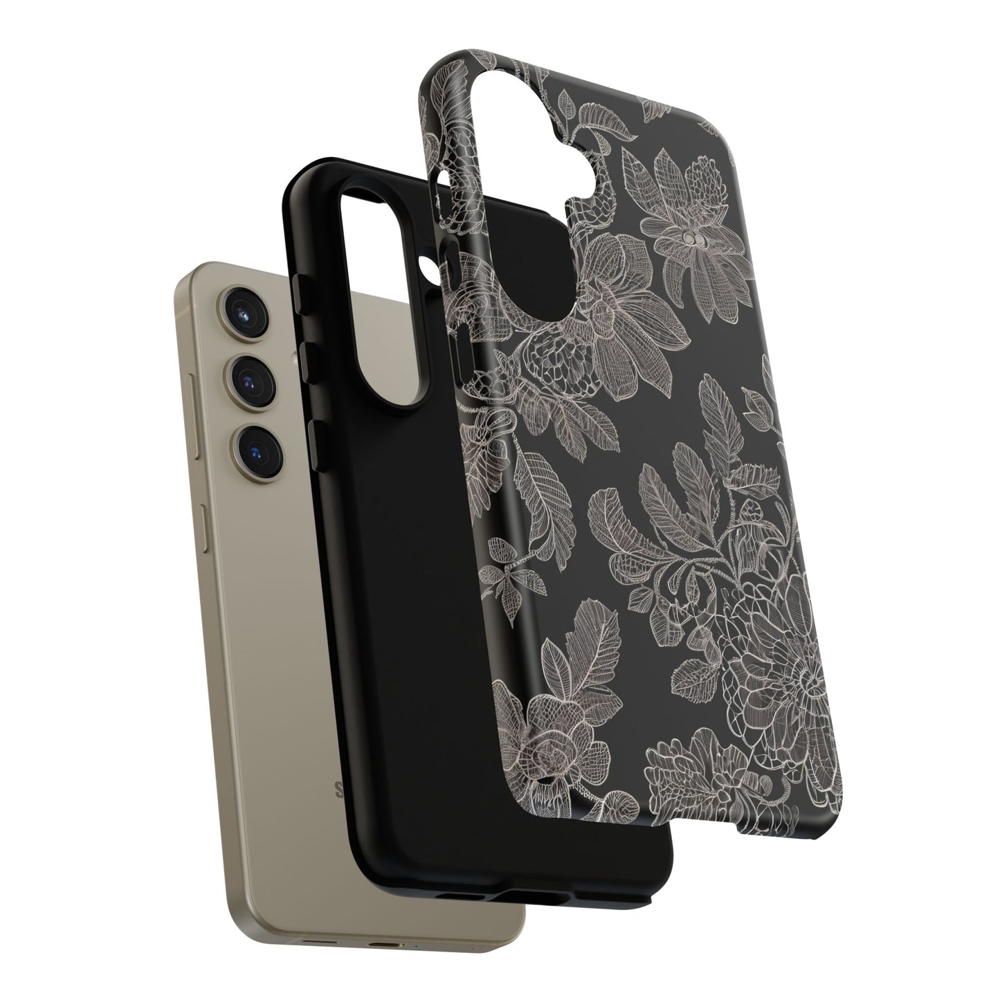 Vintage Lace Tough Phone Case - Samsung Compatible, Victorian Lace Design, Gift for Her, Flower Art, Birthday Present, Stylish Protection