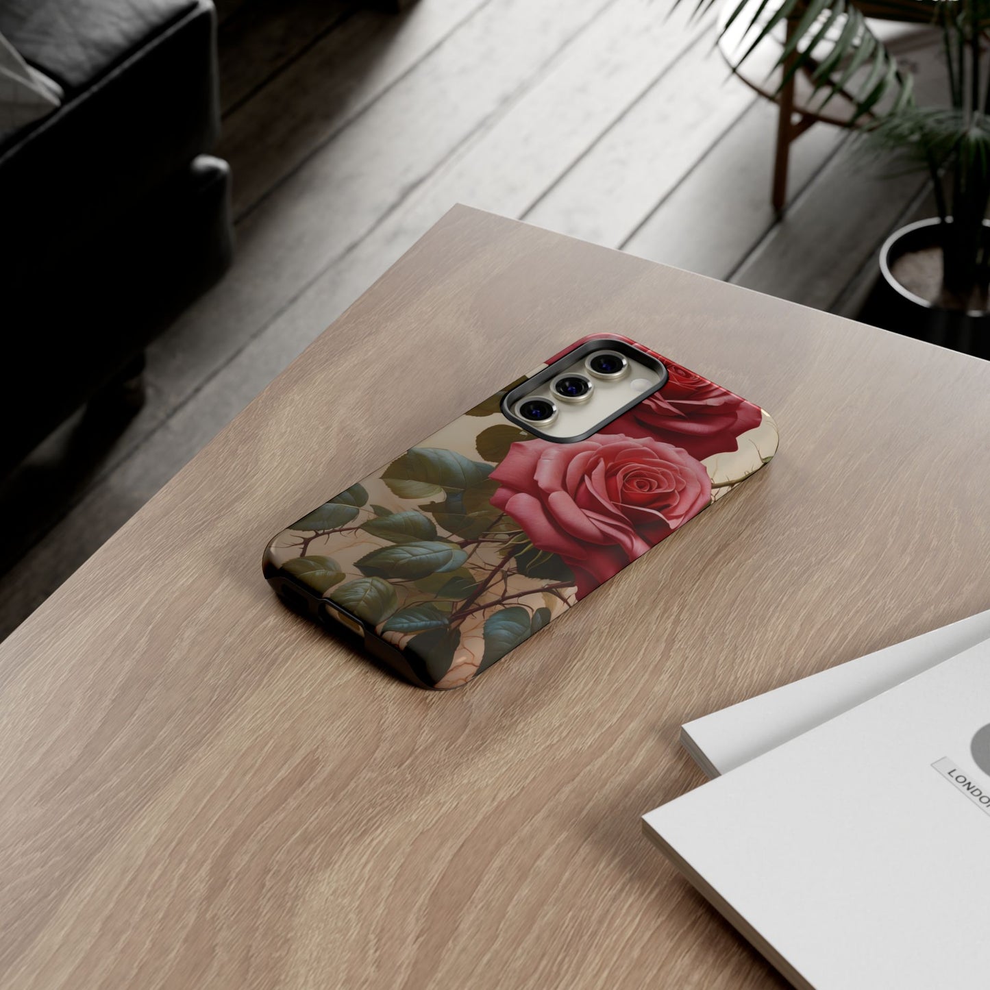 Pink Luxurious Roses Glossy Tough Phone Case / Compatible with Samsung / Gift for Her, Birthday Present, Stylish Protection