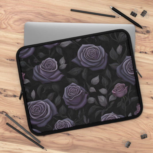 Purple Rose Laptop Sleeve - Floral Tablet Case, Elegant Rose Design, Protective Cover / Colorful Artistic Design Cover, Stylish Tech Accessory