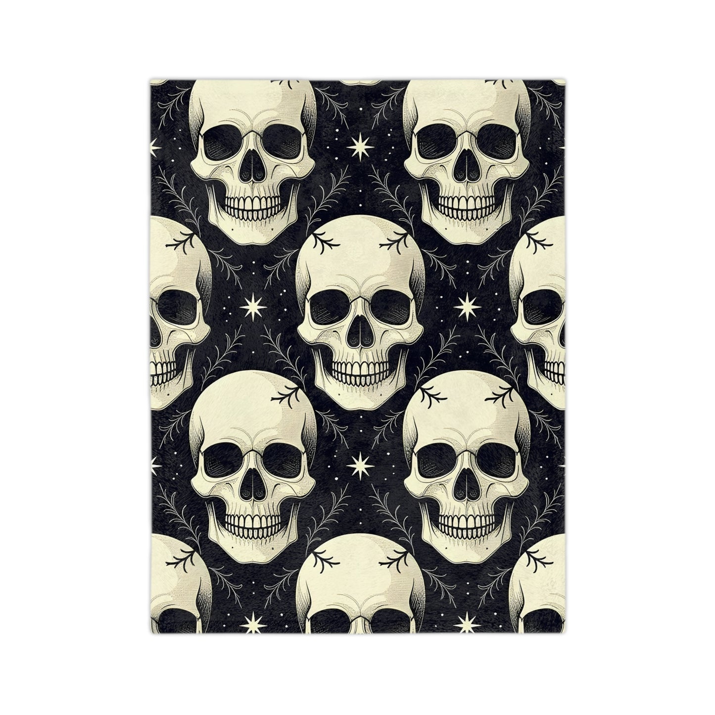 Halloween Skull Velveteen Blanket | Spooky Fall Decor, Spooky Skull Star Pattern Throw, Perfect for Kids & Adults, Gift, Plush Blanket
