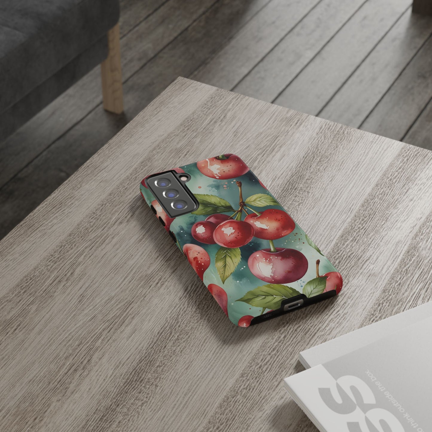 Watercolor Cherry Case/Vibrant Red Cherry, Botanical Fruit Tough Phone Case-Samsung Compatible, Gift for Her, Stylish Protection