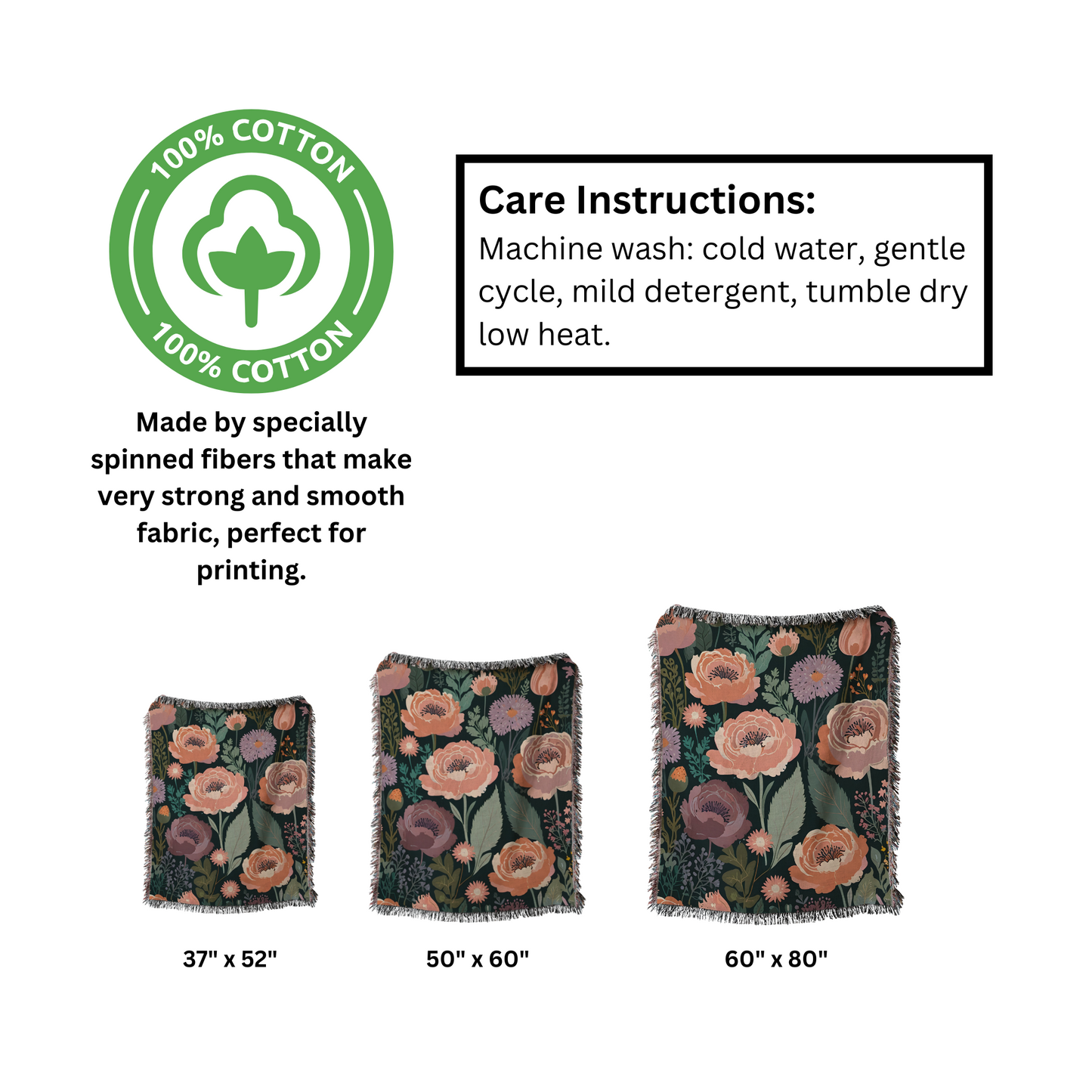 Enchanting Floral Woven Throw Blanket/Cozy Throw Blanket/Soft Throw Blanket/Warm Throw Blanket/Home Decor/Living Room Decor/Bedroom Decor