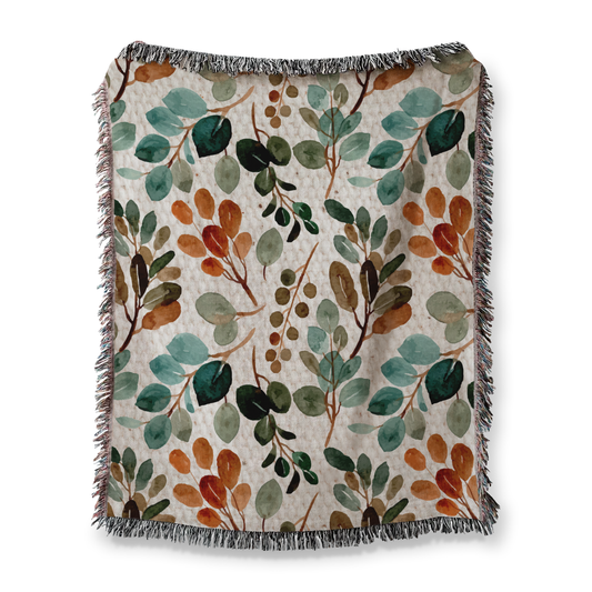 Botanical Woven Throw Blanket/Cozy Throw Blanket/Soft Throw Blanket/Floral Blanket/Home Decor/Living Room Decor/Sofa Throw