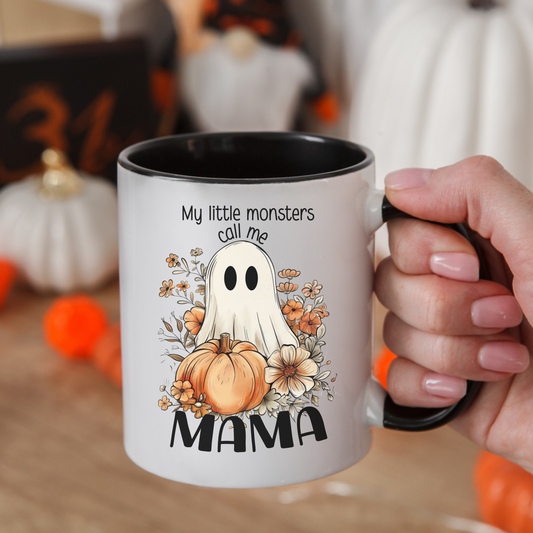 My Little Monsters Call Me Mama Halloween Coffee Mug - Perfect for Coffee Lovers, Halloween Gifts, Quirky Kitchen Decor, Holiday Present