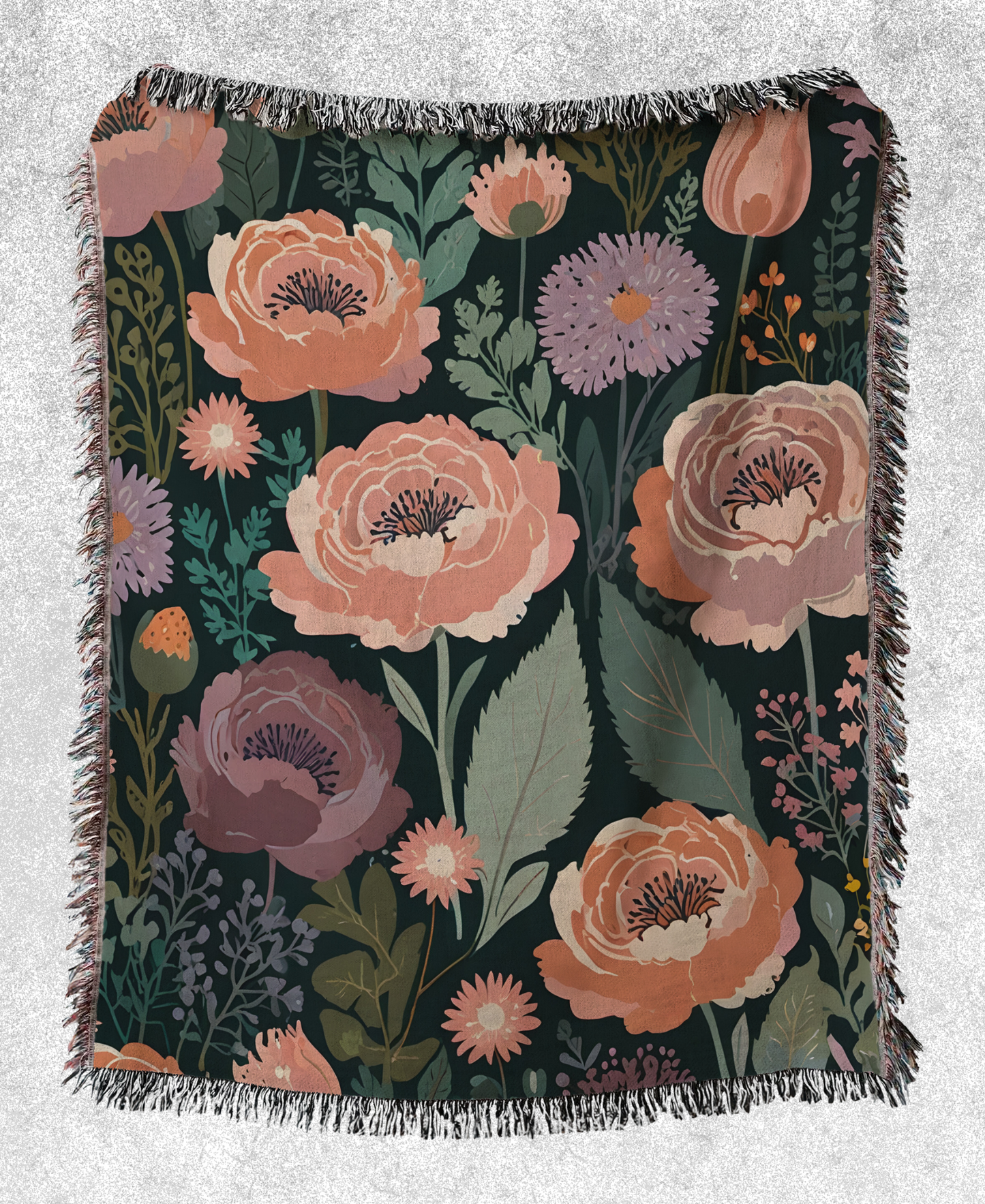 Enchanting Floral Woven Throw Blanket/Cozy Throw Blanket/Soft Throw Blanket/Warm Throw Blanket/Home Decor/Living Room Decor/Bedroom Decor